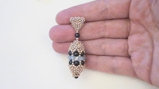 BeadsFriends Beaded earrings tutorial  Peyote stitch earrings [upl. by Other]