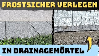 Terrassenplatten verlegen amp schneiden Granitplatten für Traufenpflaster auf Beton  Mörtel kleben [upl. by Merceer]