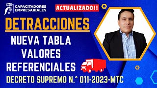 Detracciones Nueva Tabla de Valores Referenciales Servicio de transporte de bienes por vía terrestre [upl. by Atsirak]