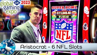 G2E2023 Aristocrat  6 NFL Slot Machine Previews [upl. by Stockmon]