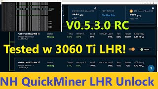 NiceHash QuickMiner 0530 RC with LHR Unlock Tested with LHR 3060 Ti LHR Unlock Any Good [upl. by Akirrehs]