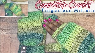 CROCHET MITTENS FINGERLESS GLOVES CONVERTIBLE MITTENS [upl. by Joao]