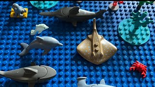 LEGO COLLECTION  TEN 10 UNDERWATER LEGO ANIMALS  Shark  Longnose sawshark  Dolphin  Turtle [upl. by Jaal464]