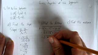 FINDING SLOPE DISTANCE AND MIDPOINT OF A LINE SEGMENT [upl. by Marinna]