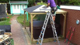 Gazebo Build 35m x 25M in Crewe with felt shingle roof [upl. by Aihsercal]