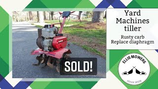 Yard Machines Briggs 5hp tiller gets a new ignition coil diaphragm rusty carb clean amp oil change [upl. by Borroff15]