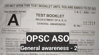 OPSC ASO 2022 General awareness previous year paper Part 2  20 questions   Kaibalya Nayak gs [upl. by Meit]