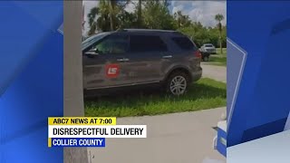 LaserShip delivery driver caught on camera damaging front yard and throwing package [upl. by Peterec]