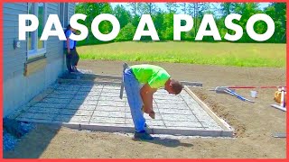 Como hacer un PISO DE CEMENTO ESTAMPADO piso en el PATIO sobre tierra APRENDE paso a paso [upl. by Aiciruam289]