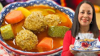 CALDO de ALBONDIGAS JUGOSAS y BLANDITAS  ALBONDIGAS en CALDILLO [upl. by Drarig]