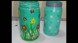 2 Best Jar painting ideas DIY best empty glass jar painting [upl. by Earazed]