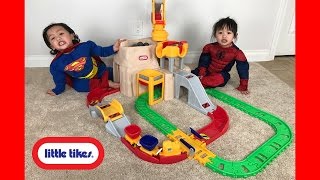 Little Tikes Train Big Adventure Construction Peak Rail and Road Tan Twins Toy Review [upl. by Cadmarr]