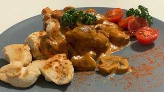 Champignon Pfanne mit Hähnchenbrust amp Röstzwiebeln [upl. by Enitsud]