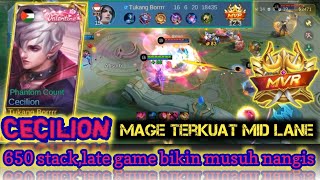 Cecilion stack 650anlate game bikin musuh nangismobilelegends mlbb cecilion [upl. by Noiramaj712]