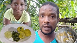 TASTE LIKE BUTTER 🧈 PUMPKIN 🎃 DUMPLING BOILD DASHEEN YAM amp BANANAS served with CALLALOO amp SALTFISH [upl. by Nilrev]