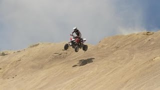 Atv huge drop 450r quad sand pit [upl. by Nosredneh720]