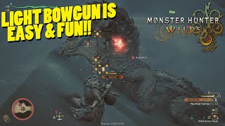 LIGHT BOWGUN In WILDS Is Super Fun amp Easy Top Tier  Monster Hunter Wilds Light Bowgun Gameplay [upl. by Cypro]