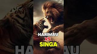 Pertarungan Harimau VS Singa shorts tiger lion animals [upl. by Rikki]