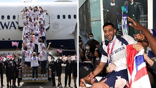 Boxer Galal Yafai mobbed by family and friends as final Team GB Olympic athletes arrive home [upl. by Glenden96]