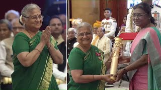 Smt Sudha Murthy Received Padma Bhushan Award By President Murmu  Padma Awards 2023 [upl. by Karon]