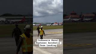 Indonesian Naval Neptunus Aerobatic team Landing Bonanza G36 Bali air show 2024 airplane aviation [upl. by Haimerej989]