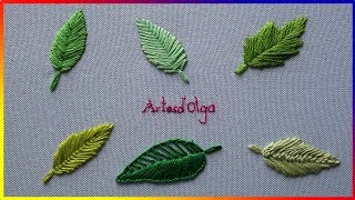 6 leaf embroidery stitches  Step by step  6 puntadas básicas para bordar hojas  ArtesdOlga [upl. by Wallis879]