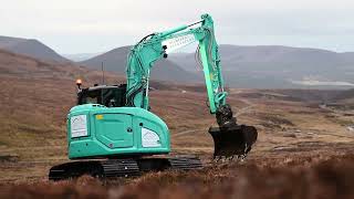 Peatland Restoration with a new Kobelco SK75 Wide Track [upl. by Arfihs]