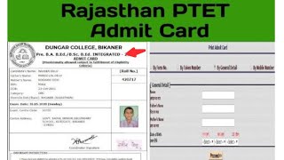 Rajasthan PTET Admit Card 2024  Download Hall Ticket PTET Exam Date [upl. by Hewart]