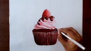 Drawing a chocolate cupcake  Prismacolor pencils [upl. by Mora]