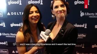 Chyler Leigh and Floriana Lima  Chyler discusses queer kisses  Glaad awards 2017 [upl. by Demmy]