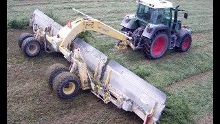 Fendt 412 et andaineur ROC 1220 RT à landainage de luzerne dans la Marne [upl. by Odab79]