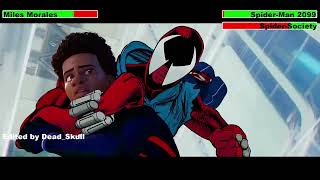 SpiderMan Across the SpiderVerse 2023 SpiderSociety Chase with healthbars [upl. by Nekcarb]