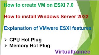 How to create VM on VMware ESXi 70  Windows Server 2022 installation on VMware ESXi 70  Win2022 [upl. by Neenwahs52]