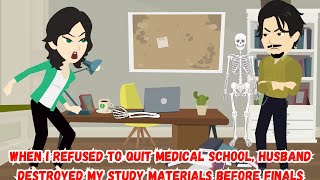 When I Refused to Quit Medical School Husband Destroyed My Study Materials Before Finals [upl. by Alage]