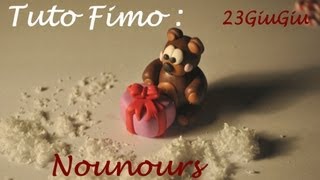 Tuto Fimo Noël  Nounours et son cadeau [upl. by Oibesue]