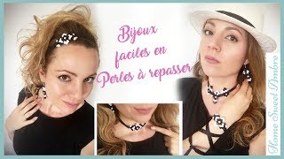 DIY Bijoux perles à repasser  collier boucles doreilles bracelet headband [upl. by Hughett]