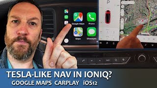 Does CarPlay Google Maps Give Tesla Like GPS Nav In IONIQ Electric No [upl. by Puff54]