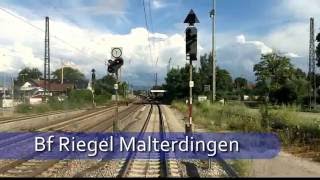 Führerstandsmitfahrt Zeitlupe Riegel Malterdingen nach Freiburg Gbf [upl. by Ari]