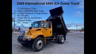 2005 International 4400 SA axle Automatic Under CDL Dump truck [upl. by Nymrak]