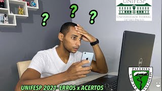 MEDICINA UNIFESP 2021 ERROS x ACERTOS [upl. by Trometer]