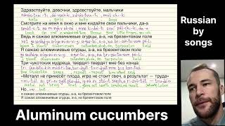 Aluminum cucumbers Russian song lyrics subtitles pronunciation Learn Russian [upl. by Phi]