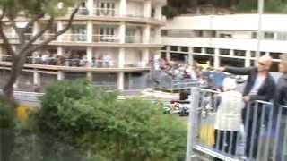 View of Sainte Devote corner from the top of K1 Grandstand at 2014 Monaco Formula 1 Grand Prix [upl. by Otinauj]