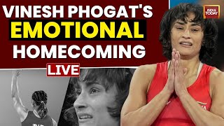 Vinesh Phogat LIVE Vinesh Phogats Emotional Homecoming  Phogat Returns To India From Paris LIVE [upl. by Earised443]