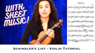 Schindlers List 🎻 Violin Tutorial amp Play Along With Sheet Music [upl. by Nnylyma956]