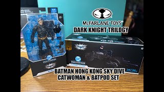 McFarlane Dark Knight Trilogy CATWOMAN amp BATPOD and BATMAN HONG KONG SKY DIVE Figure DC Multiverse [upl. by Louella]