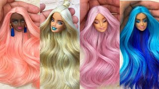 Barbie Doll Makeover Transformation💞 DIY Miniature Ideas for Barbie  Wig Dress Faceup and More [upl. by Amsab]