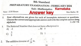 8th standard PREPARATORY EXAMINATION  February 2024 Answer key BSD PP [upl. by Nomzed]