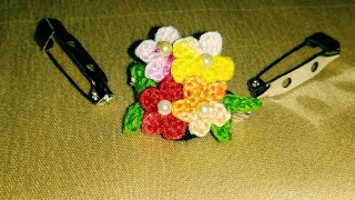 Easy crochet brooch pin beginners friendly [upl. by Krahmer499]