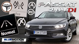 2015 VW Passat 20 TDI 190 KM  Ile NAJMNIEJ spali w mieście Tryby ECO i NORMAL bez StartStop [upl. by Randal247]