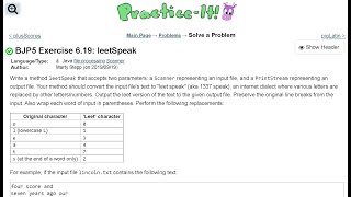 Java Practice It  Exercise 619 leetSpeak  file processing Scanner writing to an output file [upl. by Schuh]